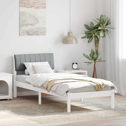 Rám Postele S Čelo Bílá A Světle Šedá 75 X 190 Cm