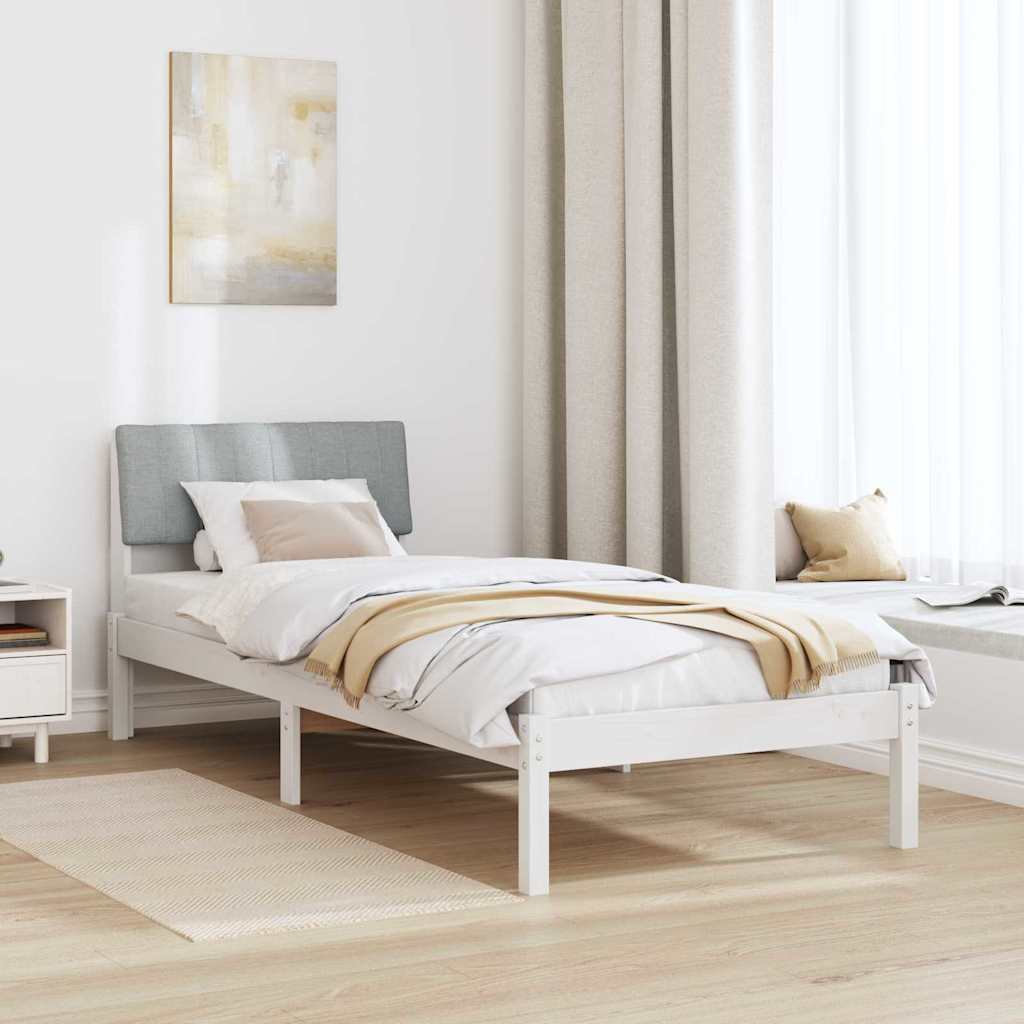 Rám Postele S Čelo Bílá A Světle Šedá 75 X 190 Cm