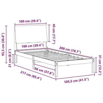 Rám Postele S Čelo Hnědá A Tmavě Šedá 100 X 200 Cm