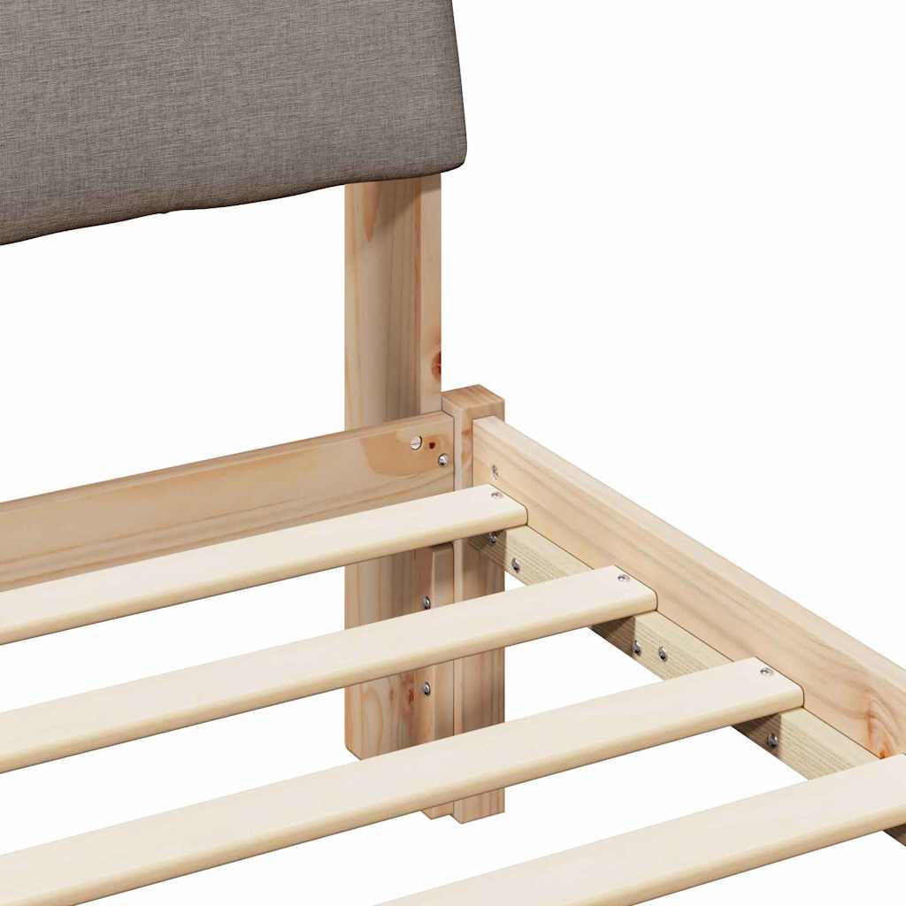 Rám Postele Hnědá A Taupe 100 X 200 Cm Masivní Borovicové Dřevo