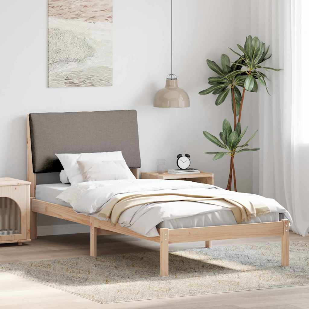Rám Postele Hnědá A Taupe 100 X 200 Cm Masivní Borovicové Dřevo