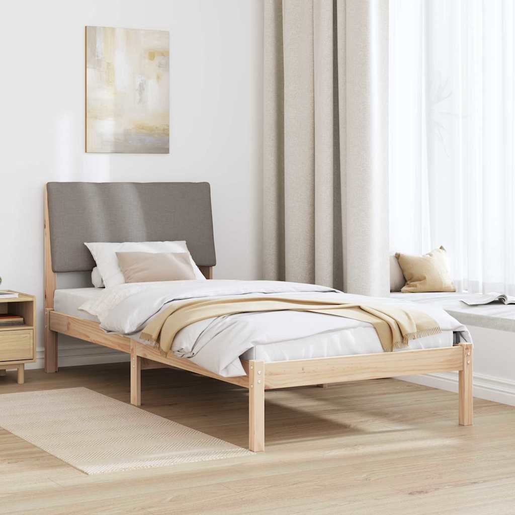 Rám Postele Hnědá A Taupe 100 X 200 Cm Masivní Borovicové Dřevo