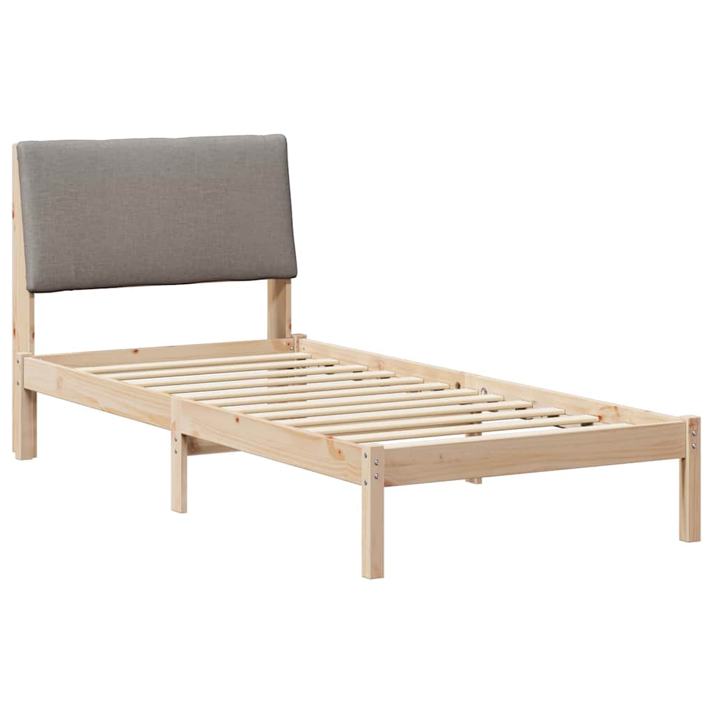 Rám Postele Hnědá A Taupe 100 X 200 Cm Masivní Borovicové Dřevo