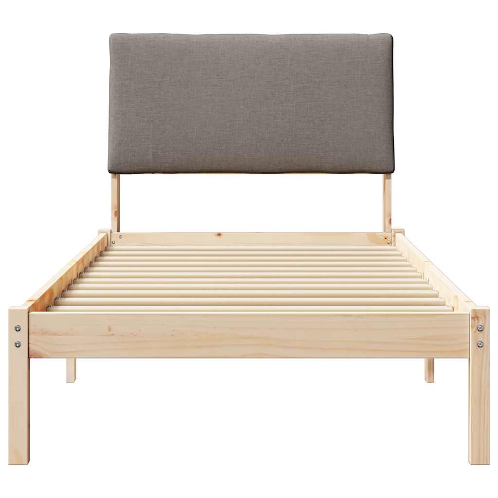 Rám Postele Hnědá A Taupe 100 X 200 Cm Masivní Borovicové Dřevo
