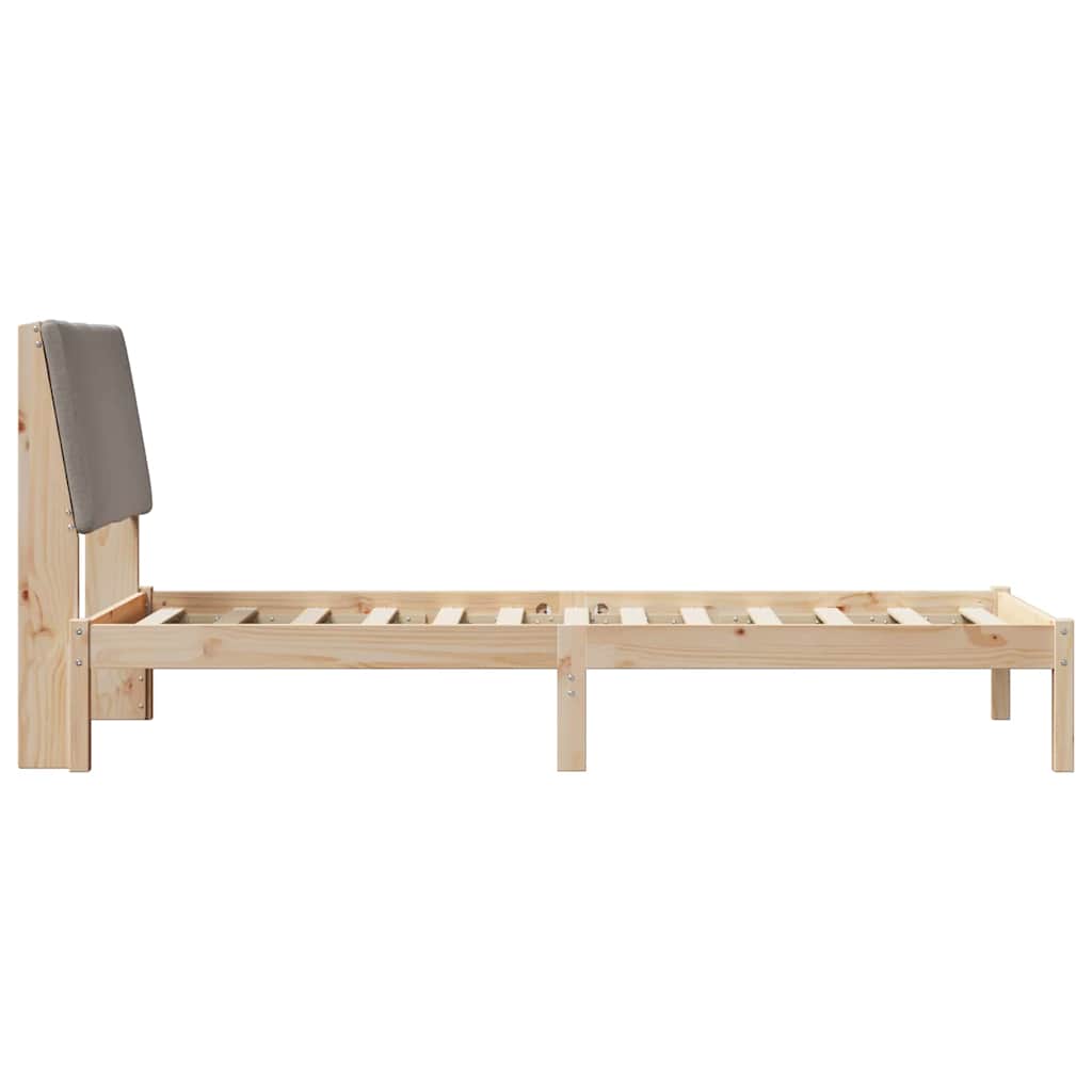 Rám Postele Hnědá A Taupe 100 X 200 Cm Masivní Borovicové Dřevo