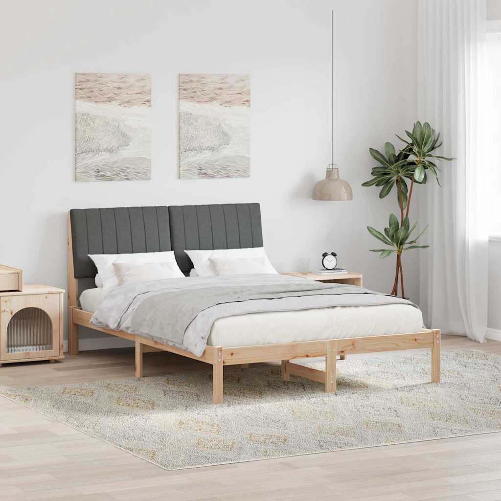 Rám Postele S Čelo Hnědá 135 X 190 Cm Masivní Borové Dřevo