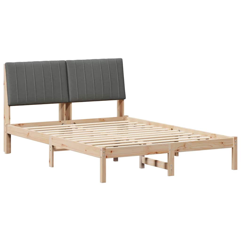 Rám Postele S Čelo Hnědá 135 X 190 Cm Masivní Borové Dřevo
