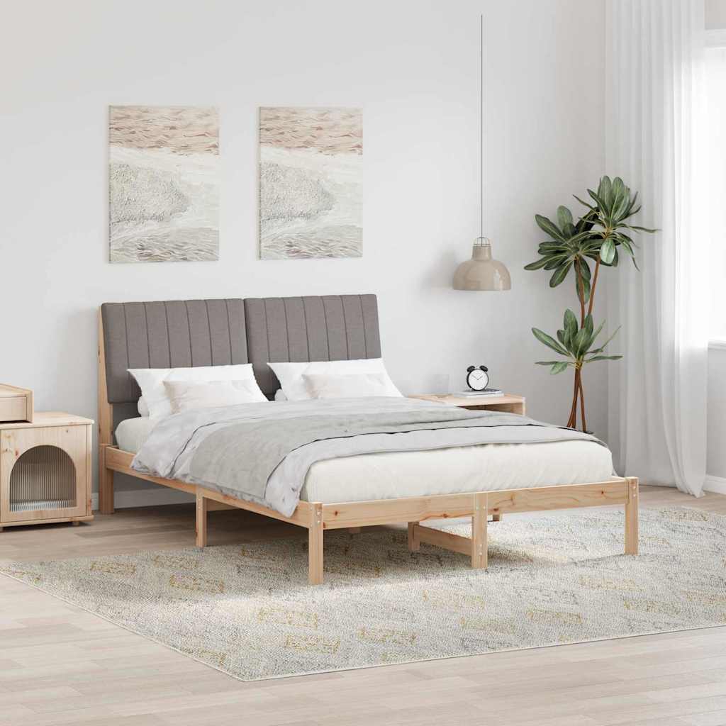 Rám Postele S Čelo Hnědá 135 X 190 Cm Masivní Borové Dřevo