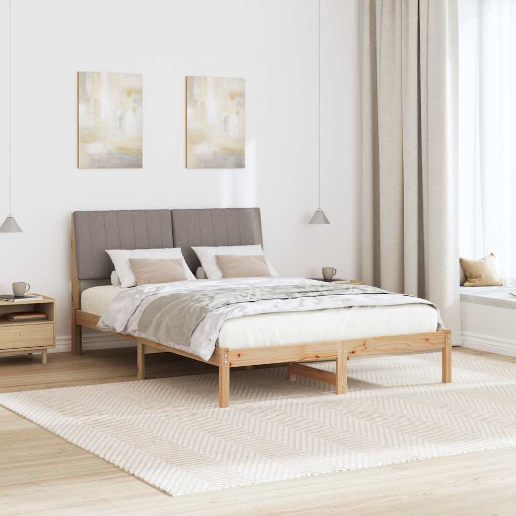 Rám Postele S Čelo Hnědá 135 X 190 Cm Masivní Borové Dřevo