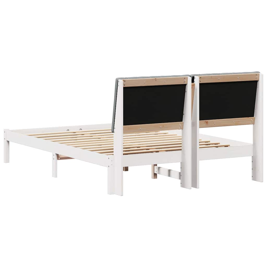 Rám Postele S Čelo Bílá 135 X 190 Cm Masivní Borové Dřevo
