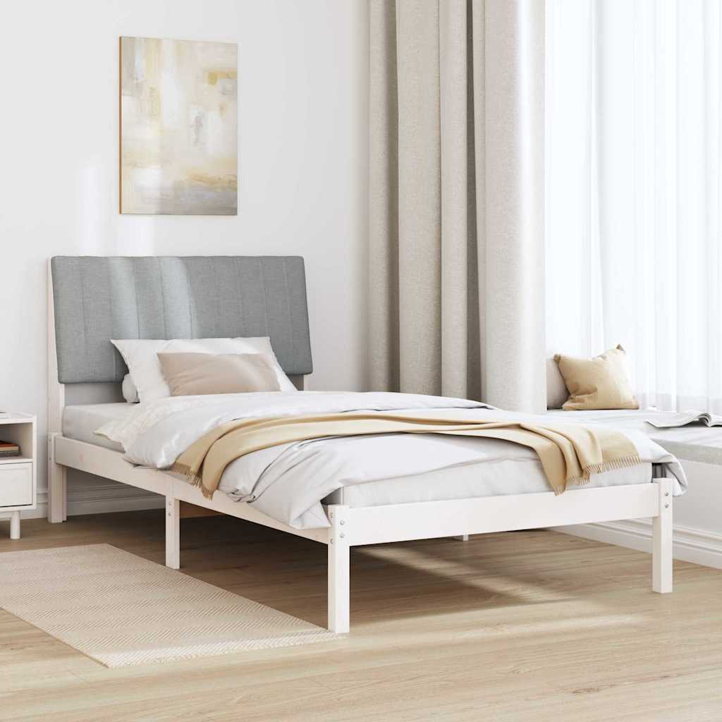 Rám Postele S Čelo Bílá 100 X 200 Cm Masivní Borové Dřevo