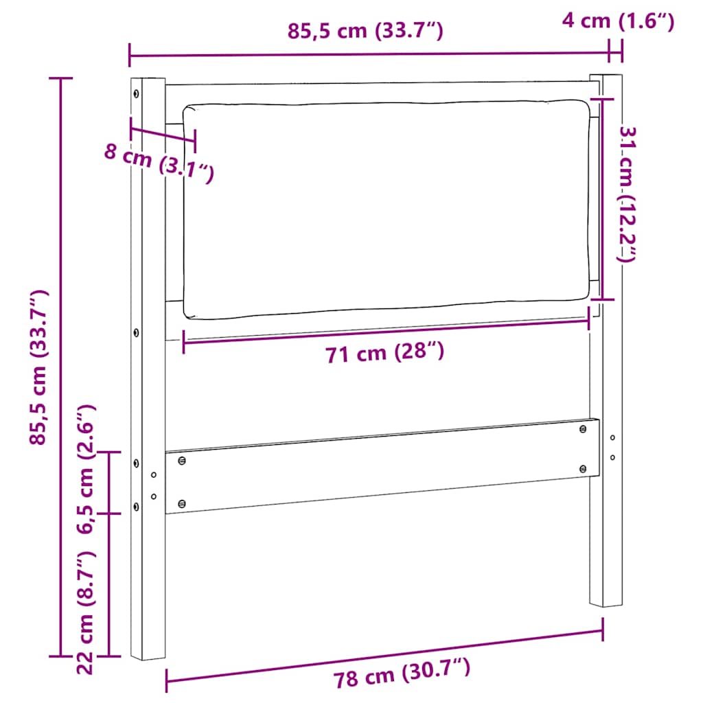 Čelo Postele Jiný Hnědá 80 Cm Masivní Borovicové Dřevo