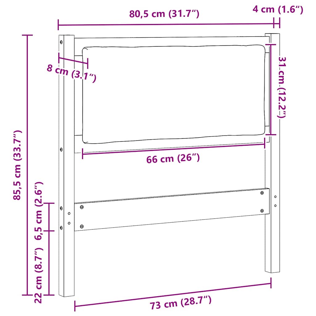 Čelo Postele Jiný Hnědá 75 Cm Masivní Borovicové Dřevo