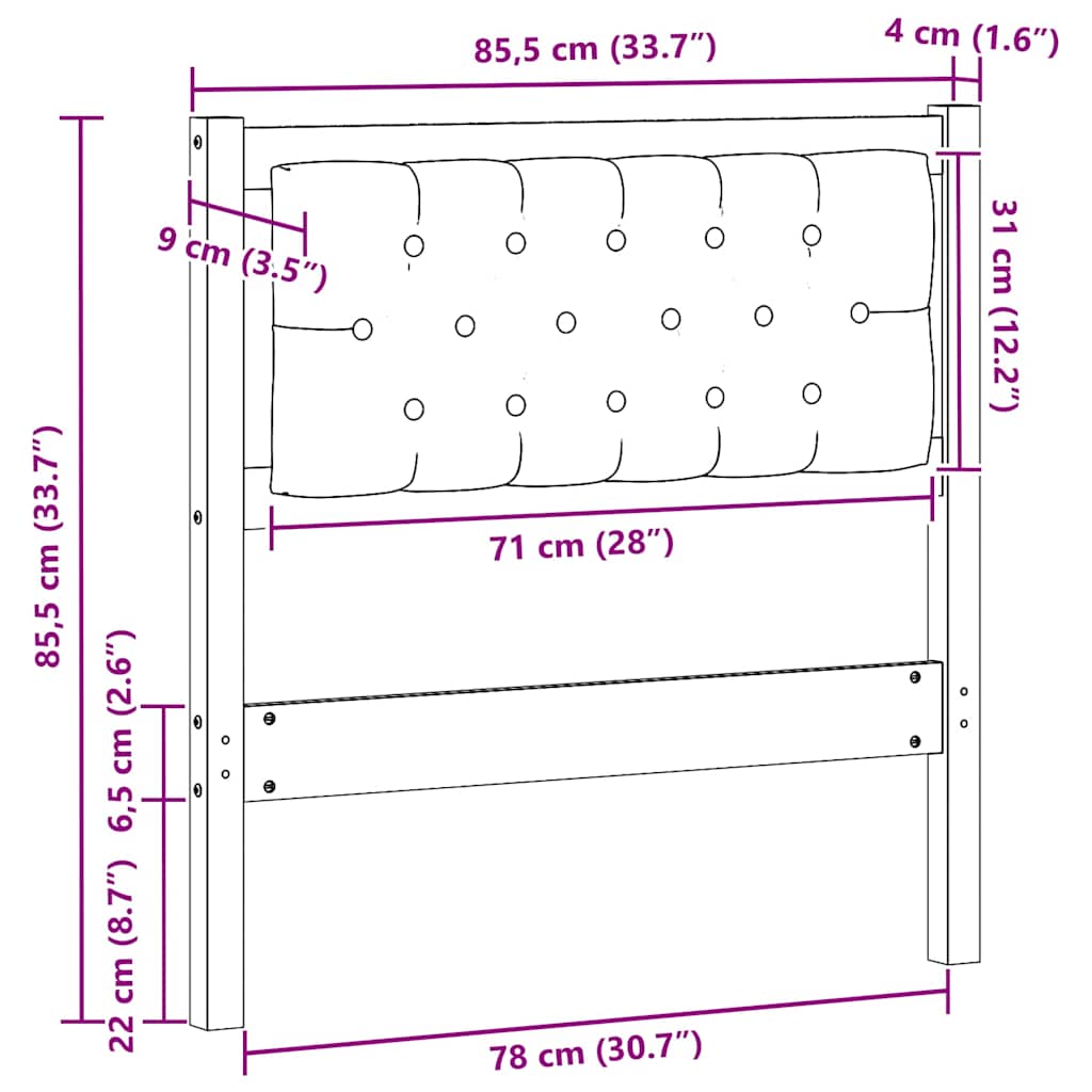 Čelo Postele Hnědá A Světlá Šedá 80 Cm Masivní Borovicové Dřevo
