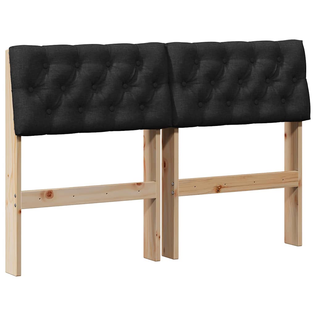 Čalouněné Čelo Postele Černá 120 Cm Masivní Borové Dřevo