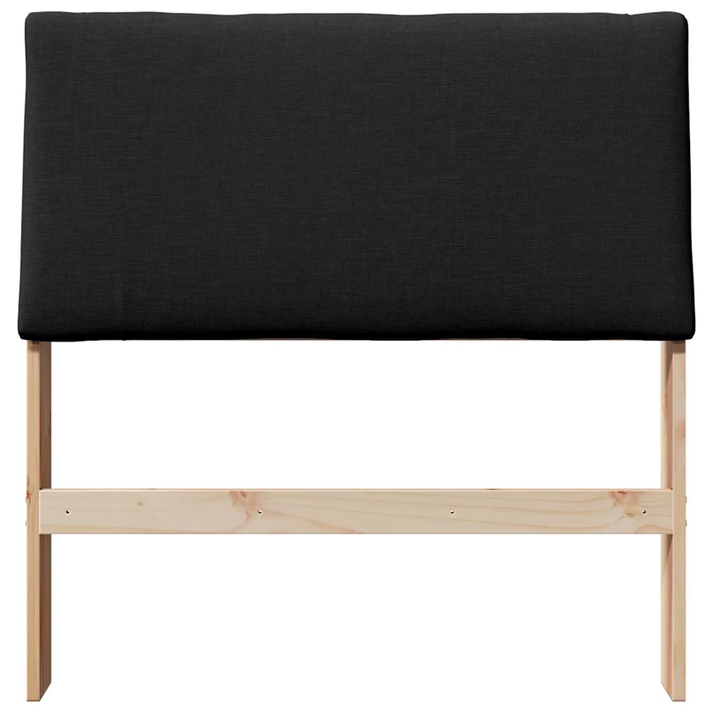 Čalouněné Čelo Postele Černá 90 Cm Masivní Borové Dřevo