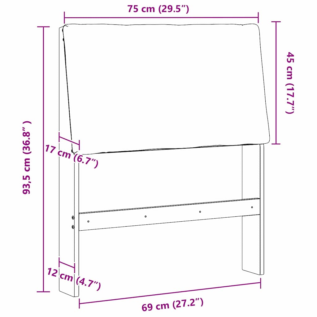 Čalouněné Čelo Postele Světle Šedá 75 Cm Masivní Borové Dřevo