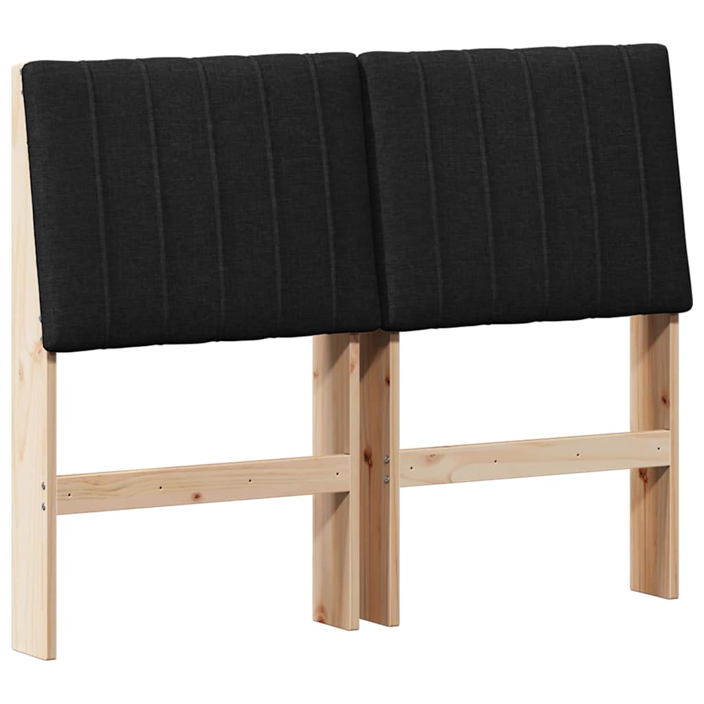 Čalouněné Čelo Postele Černá 120 Cm Masivní Borové Dřevo