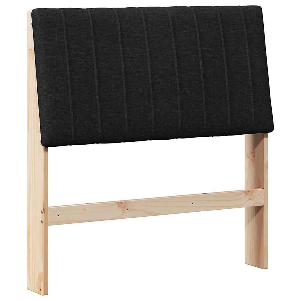 Čalouněné Čelo Postele Černá 90 Cm Masivní Borové Dřevo