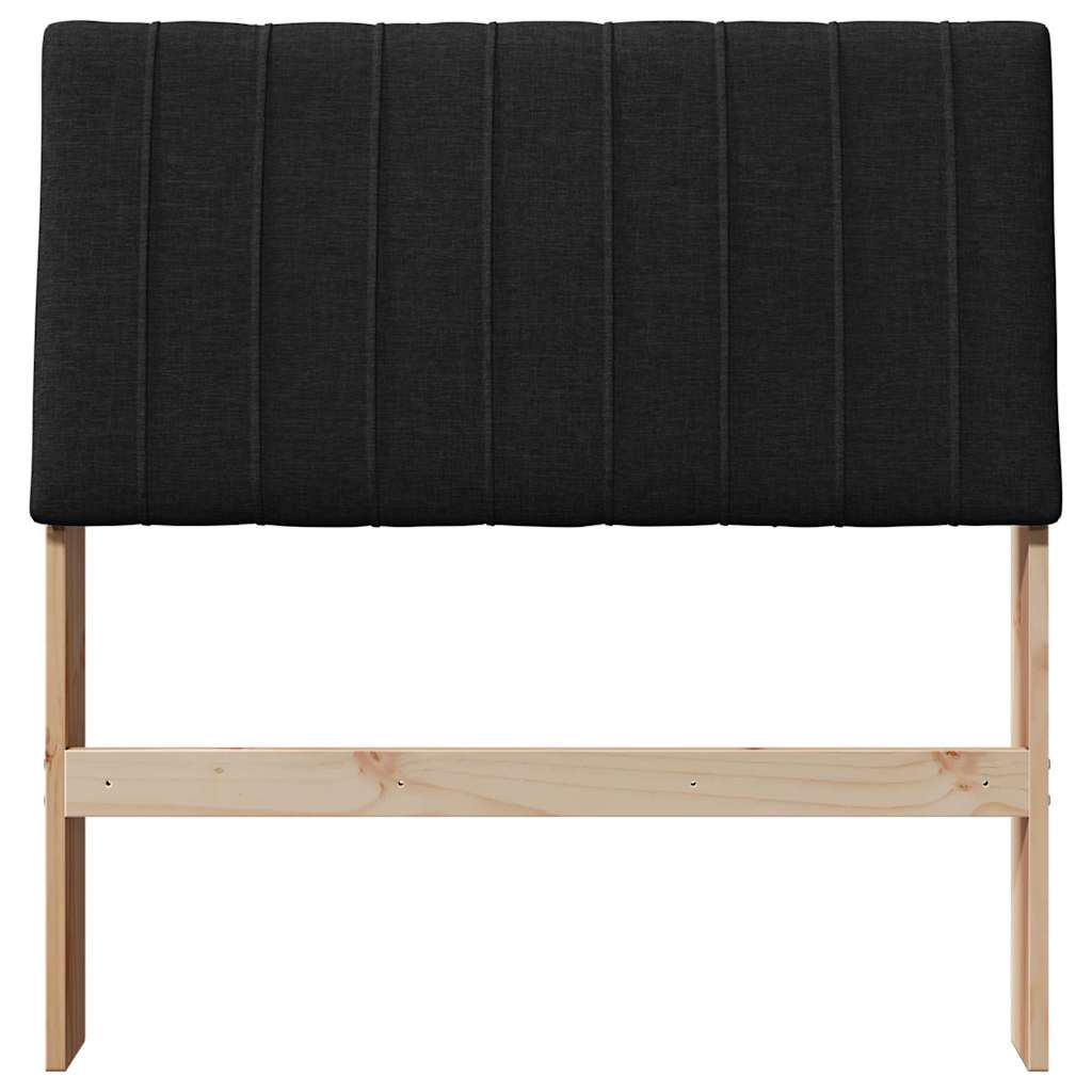 Čalouněné Čelo Postele Černá 90 Cm Masivní Borové Dřevo