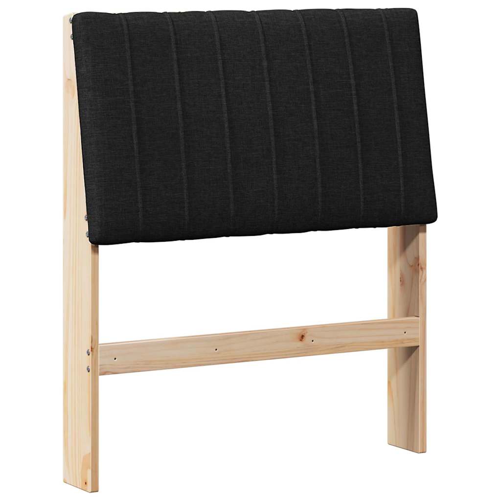 Čalouněné Čelo Postele Černá 75 Cm Masivní Borové Dřevo