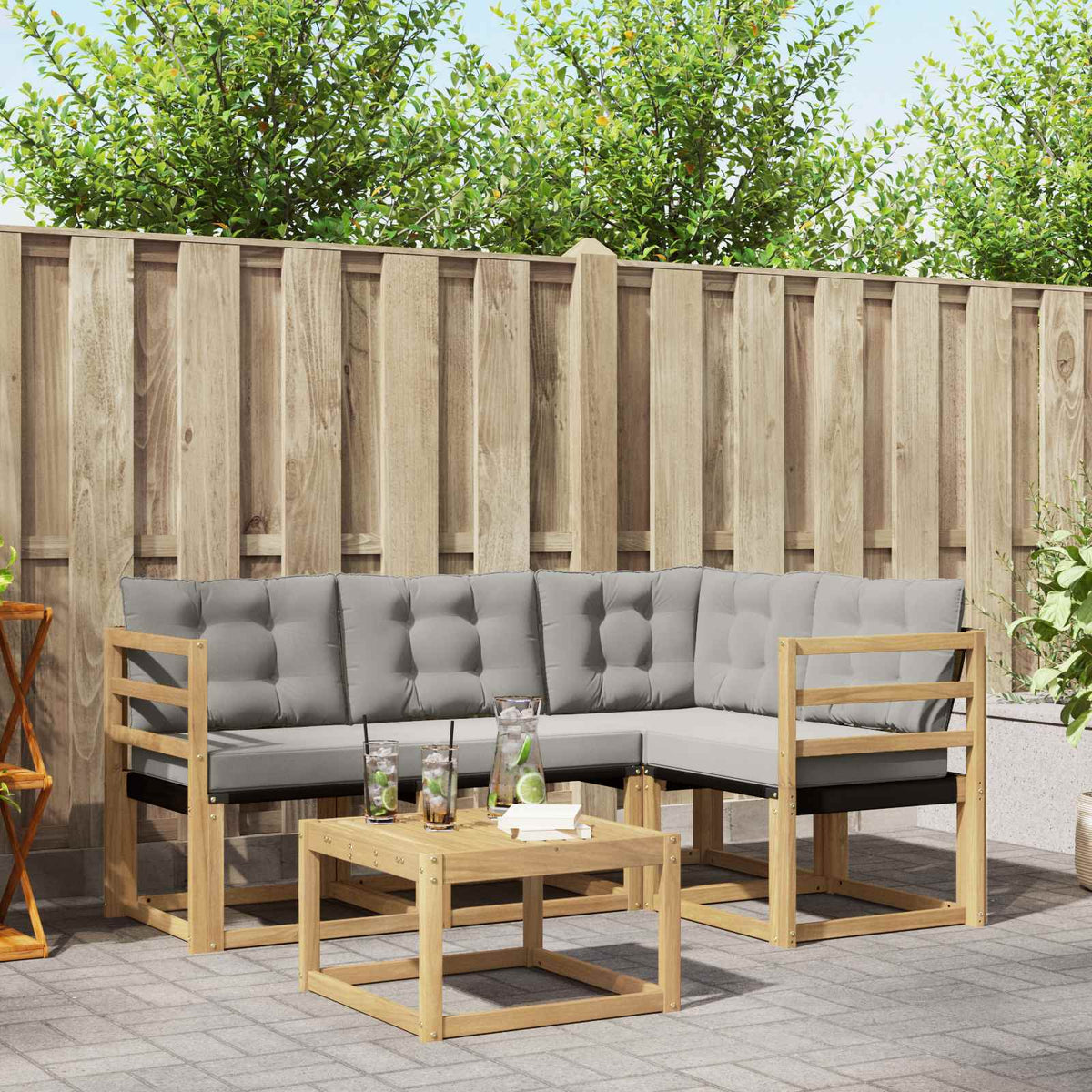 Venkovní Pohovková Souprava 5 Ks Přirozená A Krémová