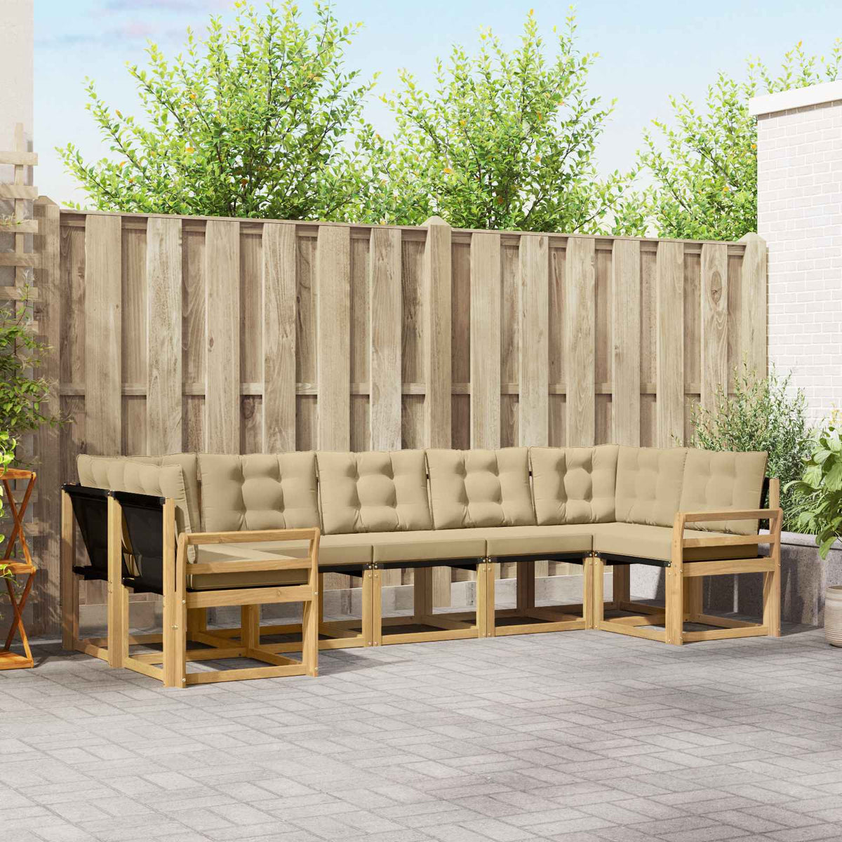 Venkovní Pohovková Souprava 7 Ks Přirozená A Krémová