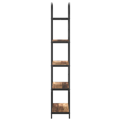Knihovna 5 Úrovní 80 X 30 X 183 Cm Kompozitní Dřevo Staré Dřevo