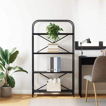 Knihovna 4 Úrovní 80 X 30 X 146 Cm Kompozitní Dřevo Černý Dub