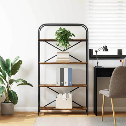 Knihovna 4 Úrovní 80 X 30 X 146 Cm Kompozitní Dřevo Kouřový Dub