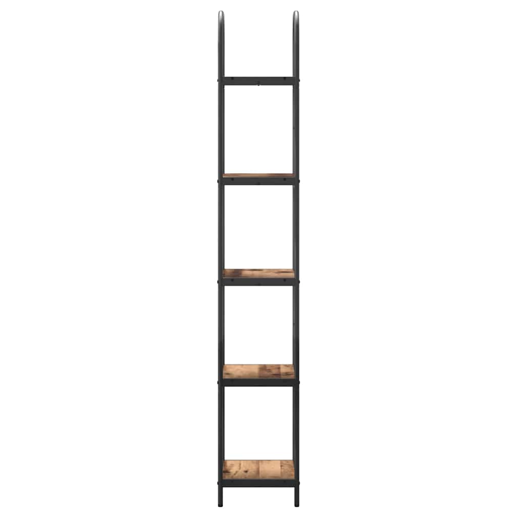 Knihovna 5 Úrovní 40 X 30 X 183 Cm Kompozitní Dřevo Staré Dřevo