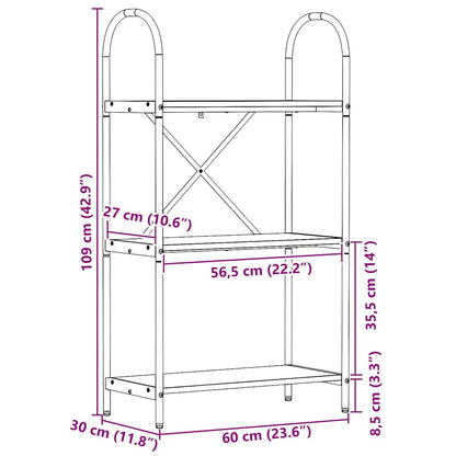 Knihovna 3 Úrovní 60 X 30 X 109 Cm Kompozitní Dřevo Staré Dřevo
