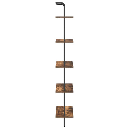 Knihovna 5 Úrovní 60 X 24 X 168 Cm Kompozitní Dřevo Kouřový Dub