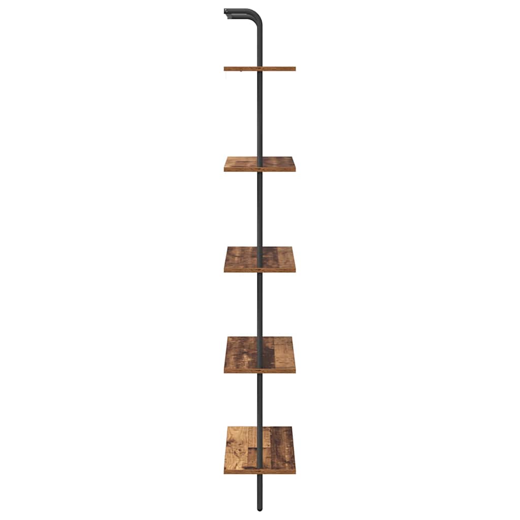 Knihovna 5 Úrovní 60 X 24 X 168 Cm Kompozitní Dřevo Staré Dřevo
