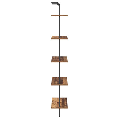 Knihovna 5 Úrovní 60 X 24 X 168 Cm Kompozitní Dřevo Staré Dřevo
