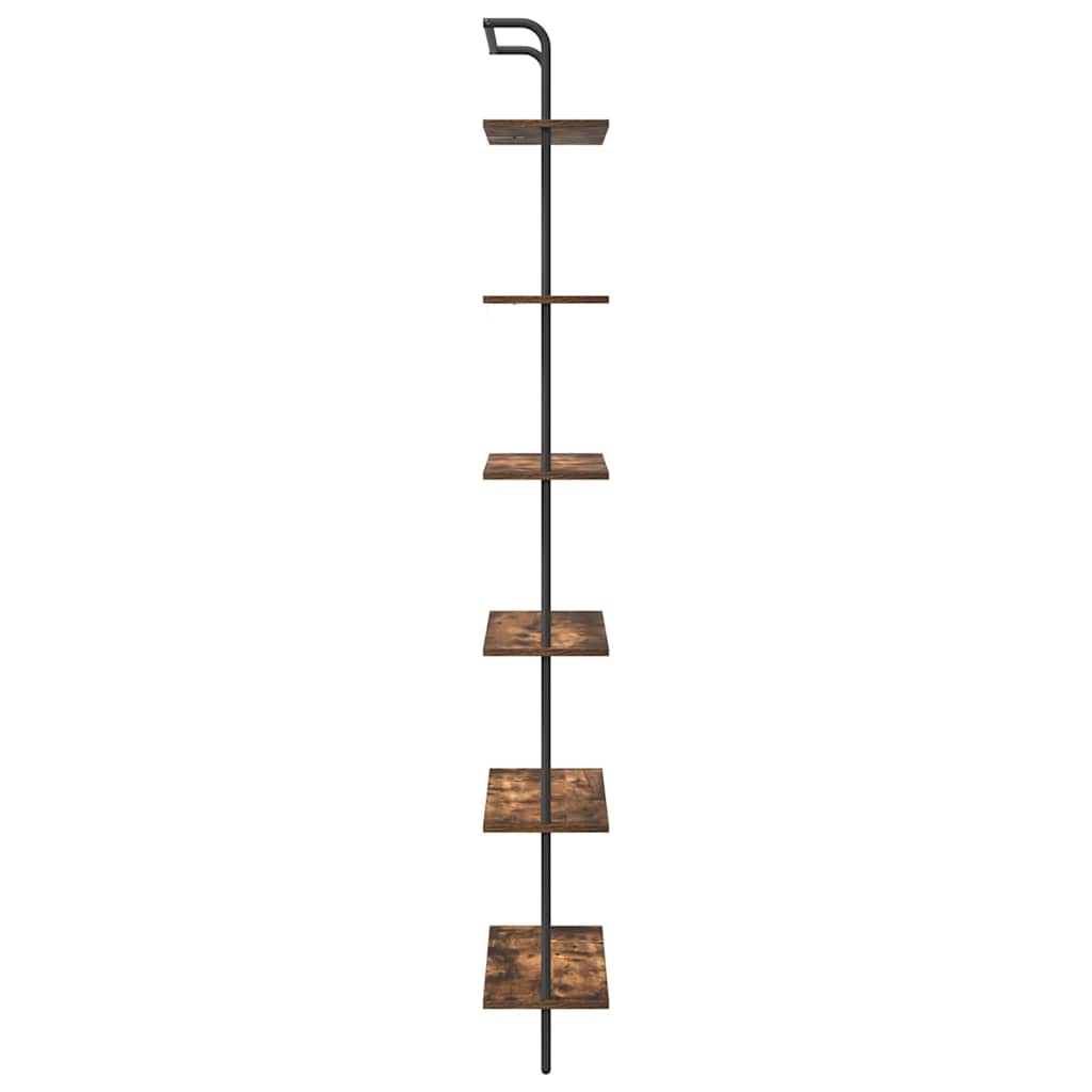 Knihovna 6 Úrovní 60 X 24 X 203 Cm Kompozitní Dřevo Kouřový Dub