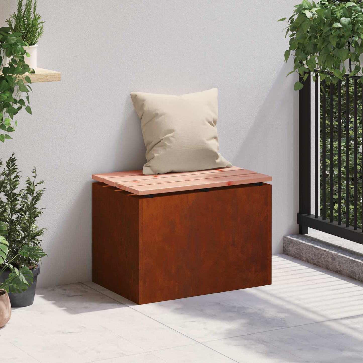 Zahradní Lavice 1 -Seater 60 X 40 X 43 Cm Rezavá Obdélníkový