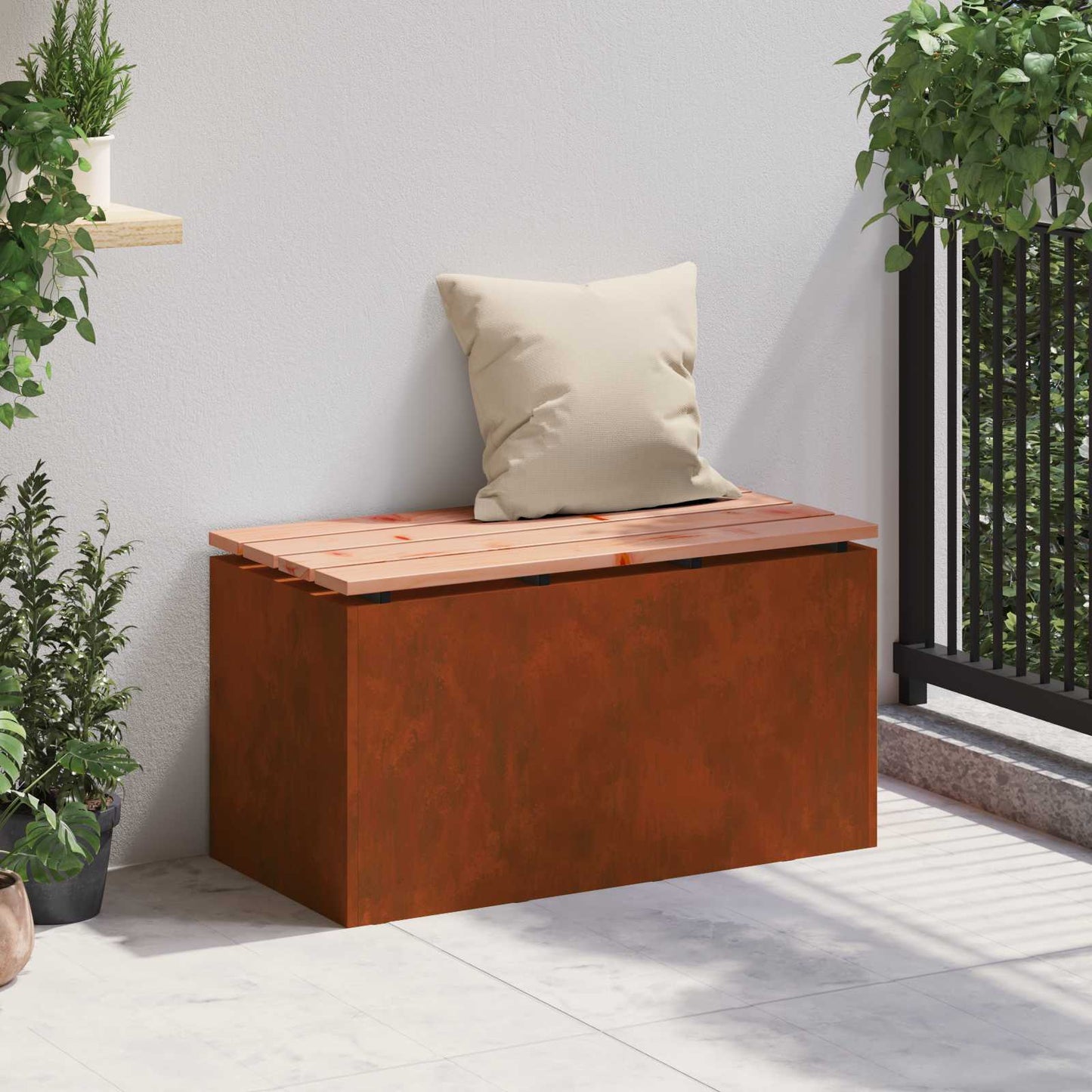 Zahradní Lavice 2 -Seater 80 X 40 X 43 Cm Rezavá Obdélníkový