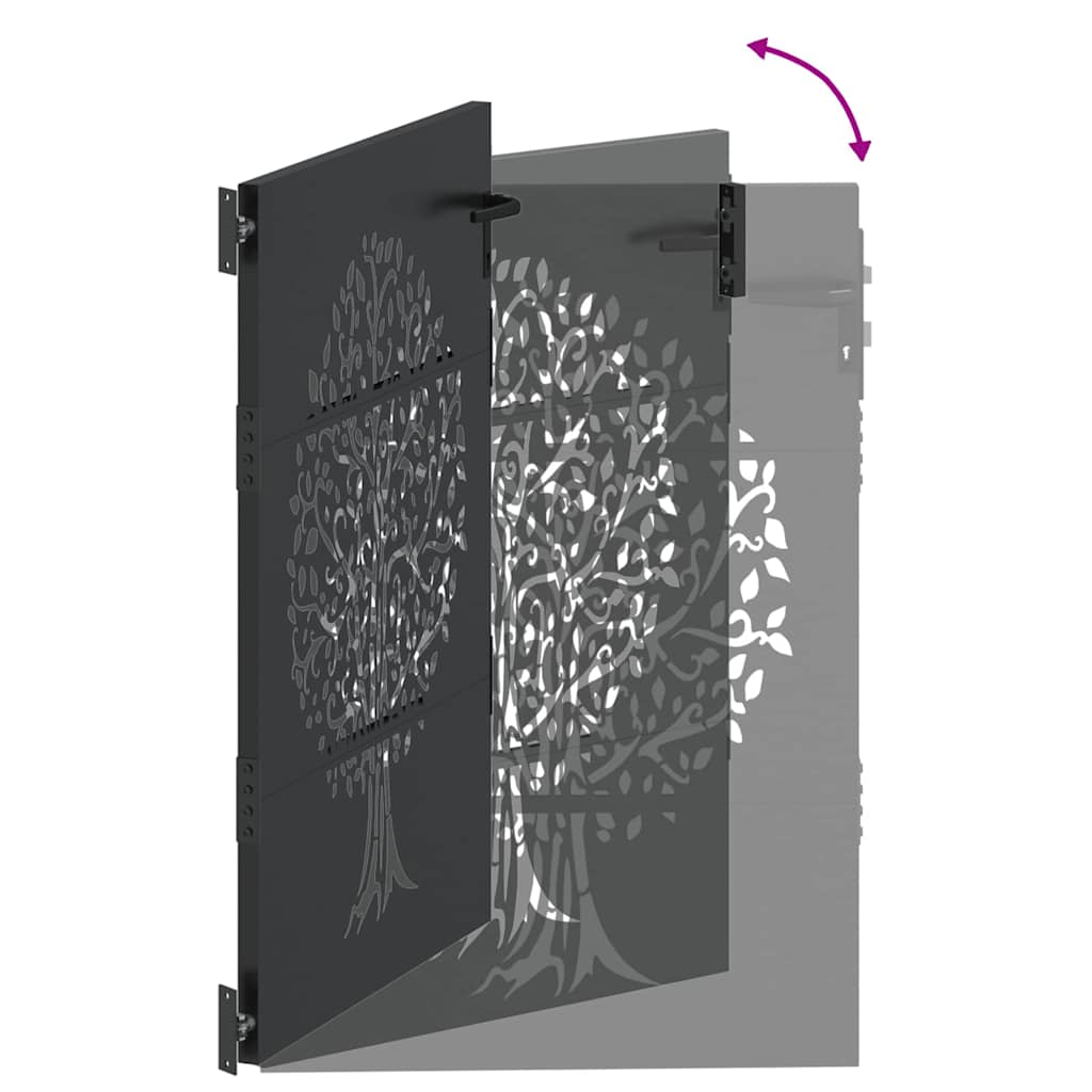 Zahradní Brána Černá 85 X 150 Cm Práškově Lakovaná Ocel