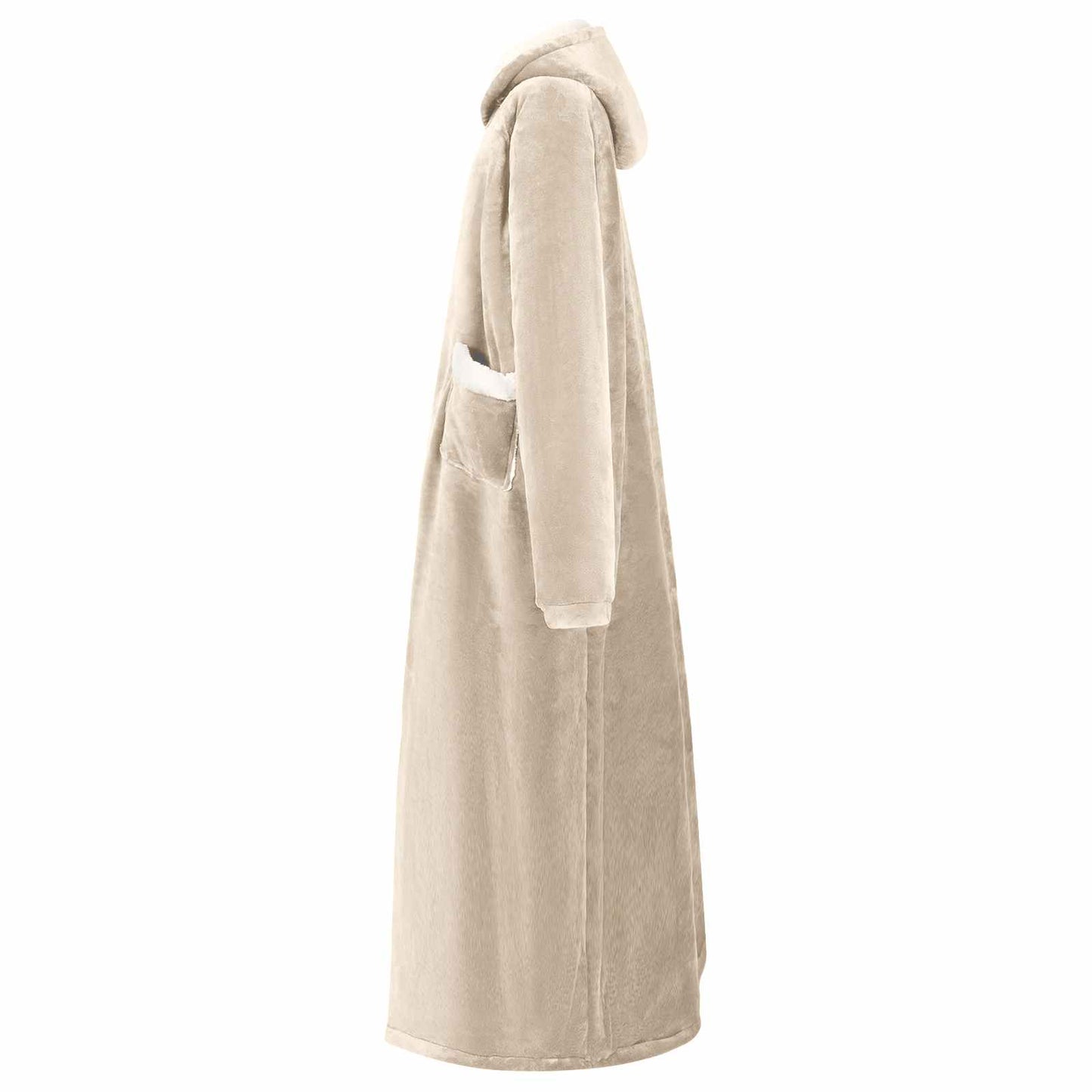 Mikina S Kapucí Béžová 130 X 82 Cm Fleece A Flanel