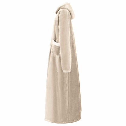Mikina S Kapucí Béžová 130 X 82 Cm Fleece A Flanel
