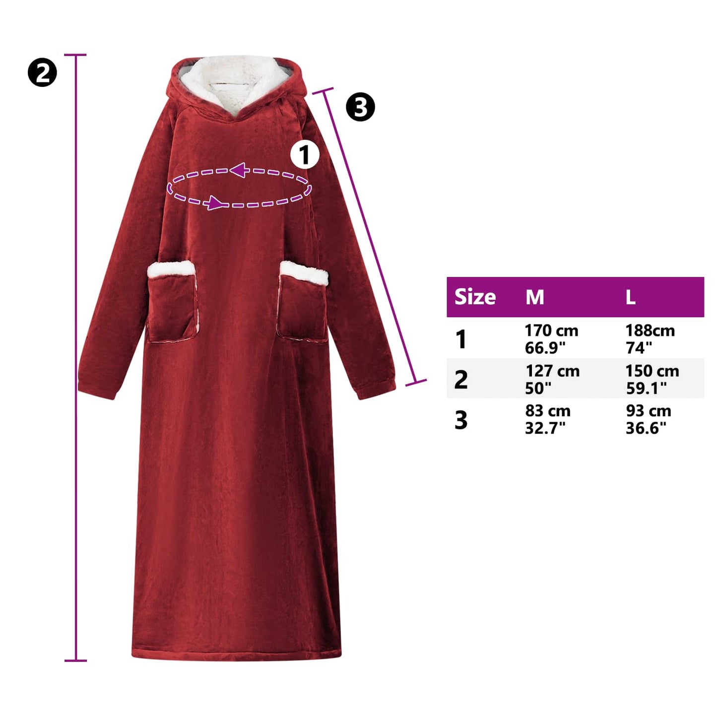 Mikina S Kapucí Bordeaux Červená 130 X 82 Cm Fleece A Flanel