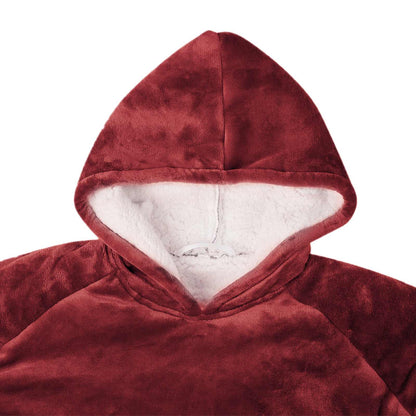 Mikina S Kapucí Bordeaux Červená Xl Fleece A Flanel