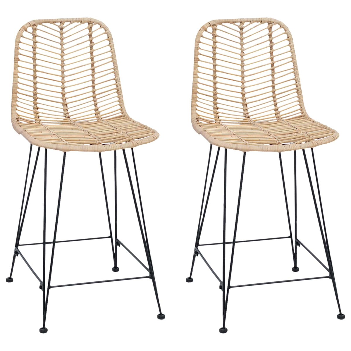 Barová Židle 2 Ks Ratan A Železo