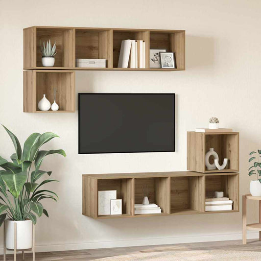 Sestava Tv Skříněk 4 Ks Artisanový Dub Kompozitní Dřevo
