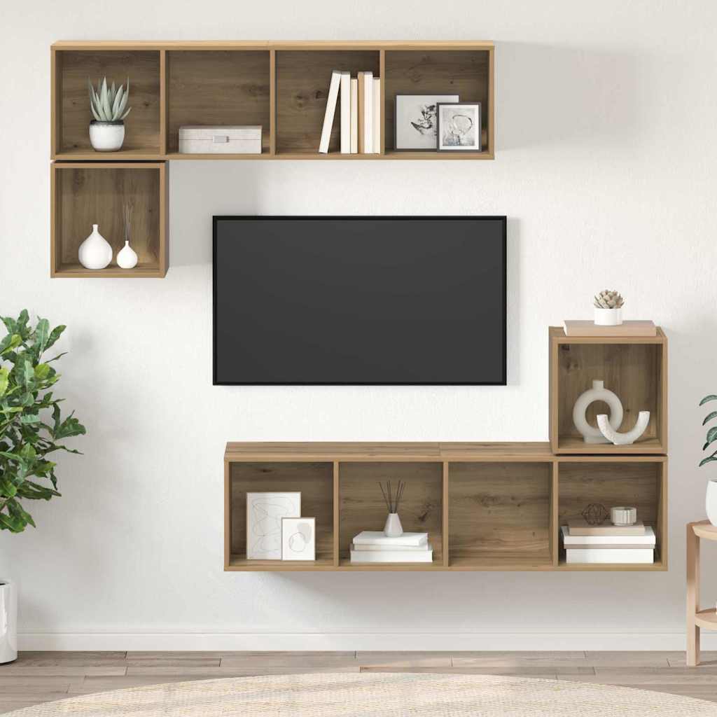 Sestava Tv Skříněk 4 Ks Artisanový Dub Kompozitní Dřevo
