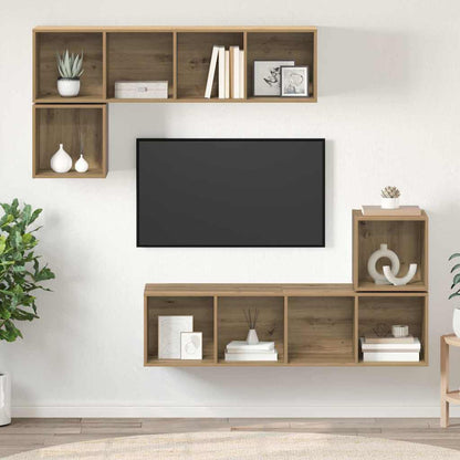 Sestava Tv Skříněk 4 Ks Artisanový Dub Kompozitní Dřevo