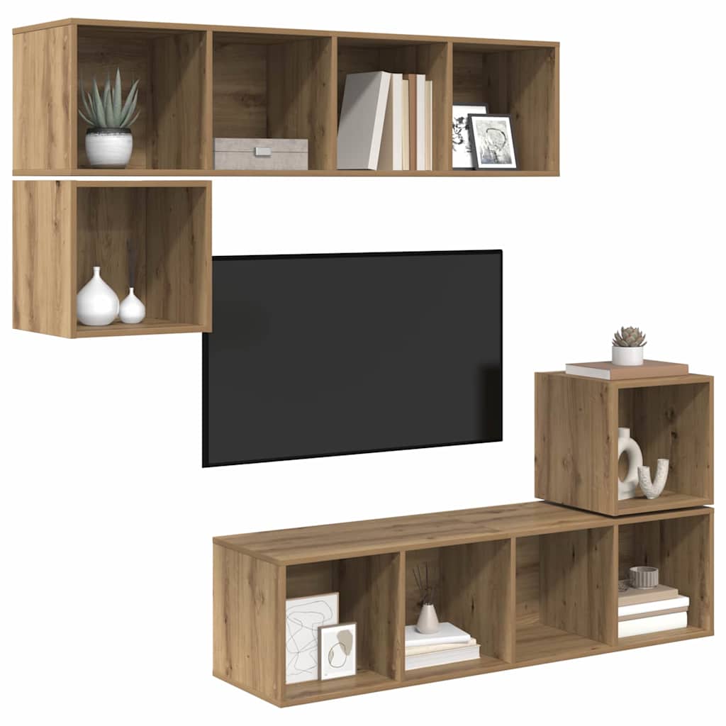 Sestava Tv Skříněk 4 Ks Artisanový Dub Kompozitní Dřevo