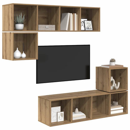 Sestava Tv Skříněk 4 Ks Artisanový Dub Kompozitní Dřevo
