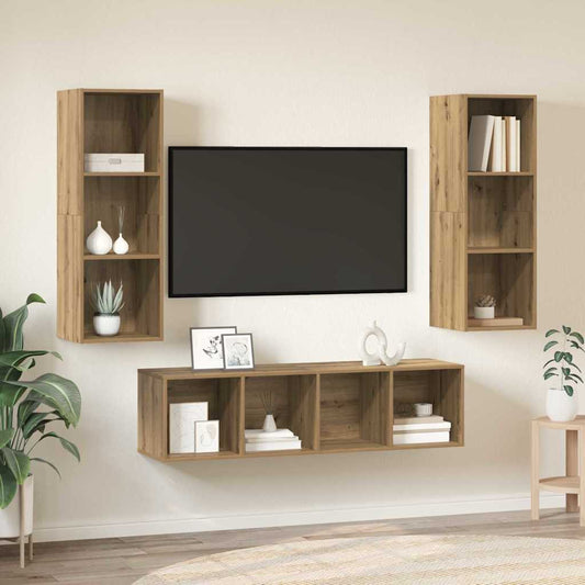 Sestava Tv Skříněk 3 Ks Artisanový Dub Kompozitní Dřevo